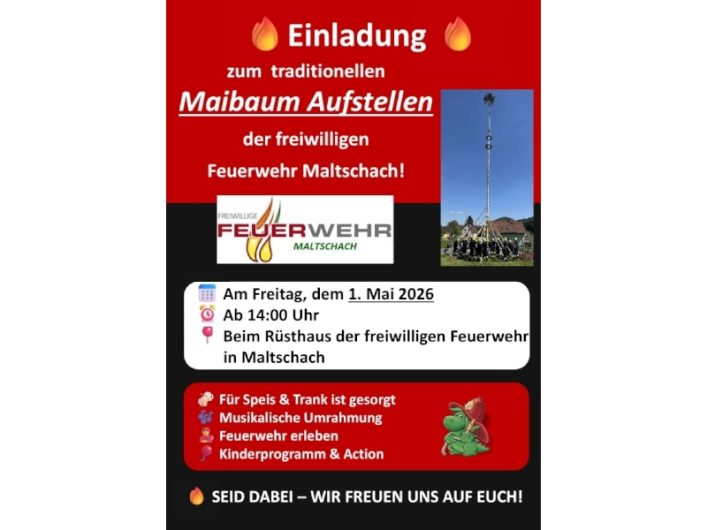 Einladung zum Maibaum aufstellen der FF-Maltschach